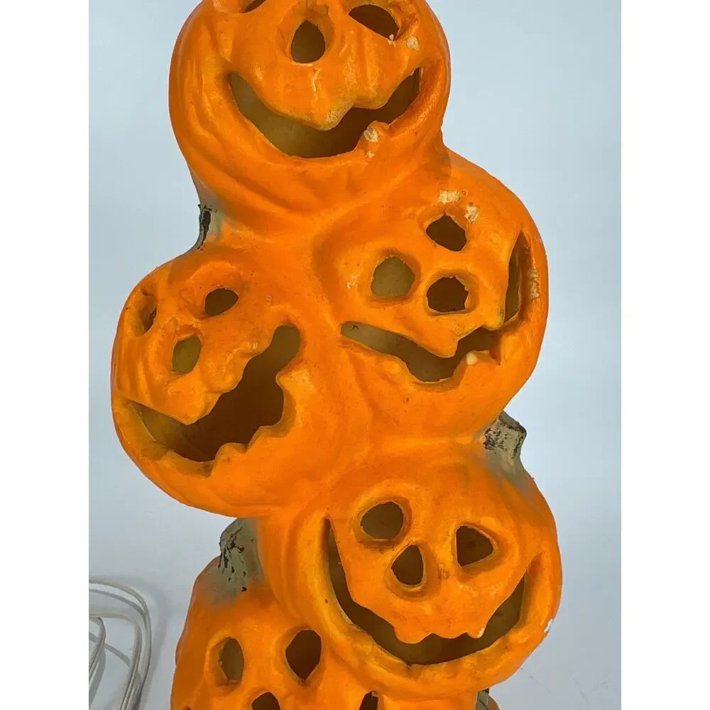 Gemmy Lighted Halloween Stacked Pumpkin Totem Foam Mold 15